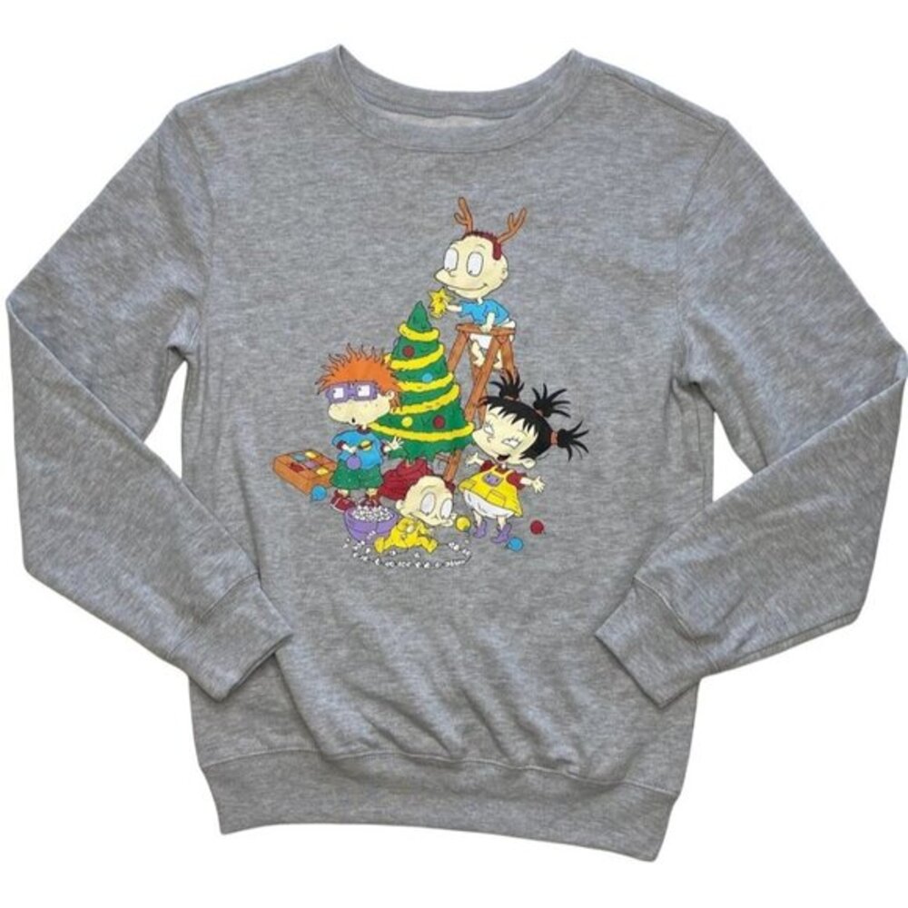 Nickelodeon Rugrats Sweatshirt Juniors' MEDIUM Grey Seasonal Holiday Graphic